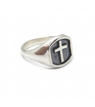 R002430 Genuine Sterling Silver Men Ring Latin Cross Solid Stamped 925 Comfort Fit